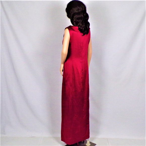 TAHARI BY ARTHUR S. LEVINE size 10 red satin sleeveless full-length gown - Picture 6 of 11